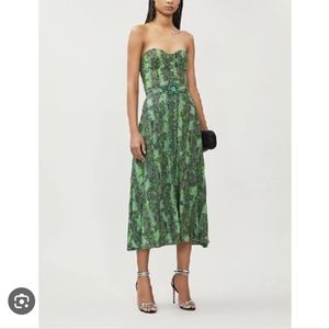 ROTATE BIRGER CHRISTENSEN Peggy Printed Bustier Midi Dress